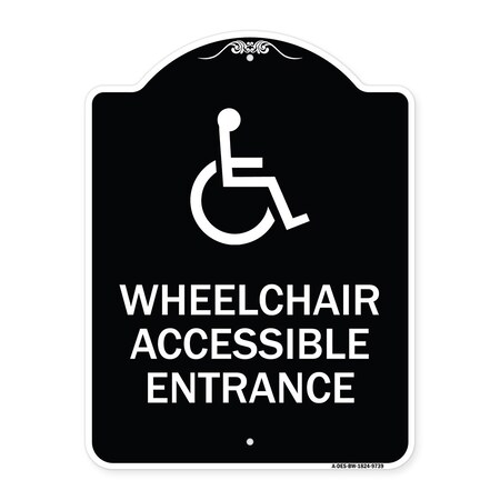 Signmission Designer Series-Wheelchair Accessible Entrance Black & White, 24" H, BW-1824-9739 A-DES-BW-1824-9739